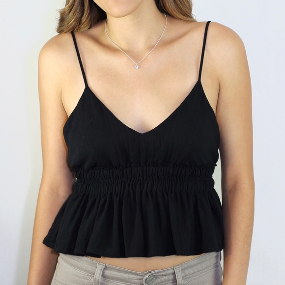 🆕 Black Top with Open Back and Ruffle Detail - Picture 2 of 5